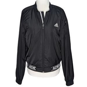 Adidas Sport ID Black Plush Lined Full Zip Bomber Jacket Juniors Size Medium